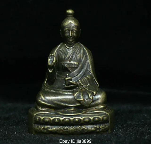 6.5 cm China Chinese Buddhism Temple Brass Copper Seat Old man Buddha Statue