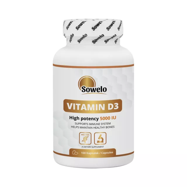 SOWELO Vitamina D3 5000 UI Softgel con ossa forti ad alta potenza