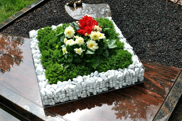 Herz Gitter Grabschmuck Pflanzschale Friedhof Grabdeko Mit Opaken Gla, 21,90