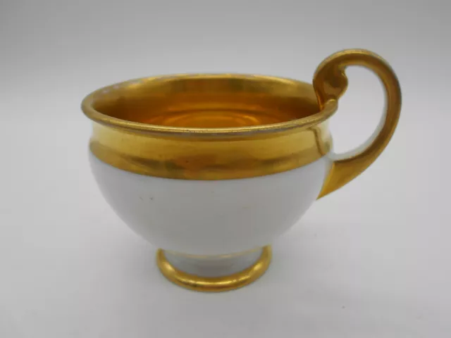 MAGNIFIQUE TASSE  BLANCHE & OR  EN PORCELAINE DE PARIS LEBON HALLEY XIX ème