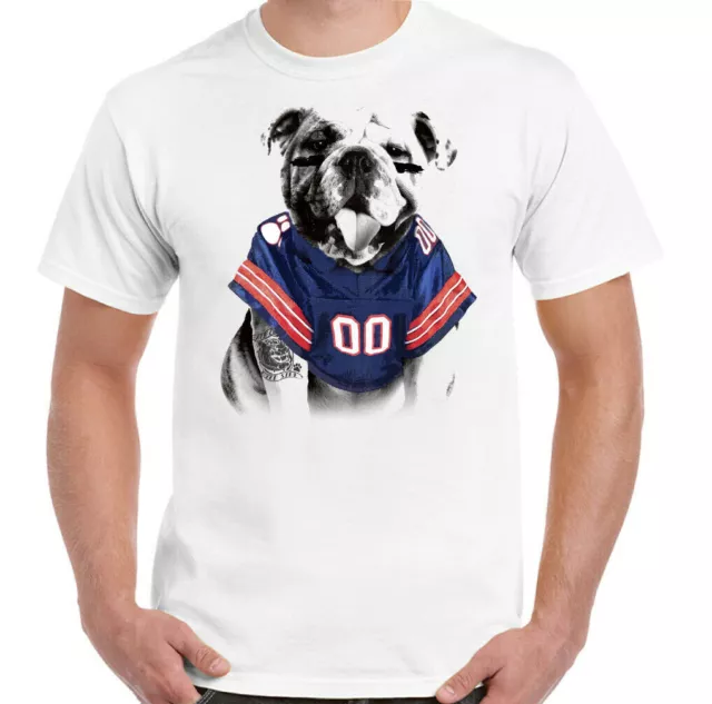 T-shirt football americano bulldog da uomo divertente sport cane animale domestico tatuaggio top