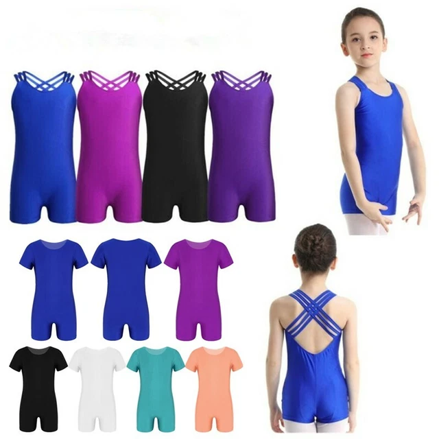 Kids Girls Stretchy Athletic Gymnastics Ballet Dance Leotard Jumpsuit Unitards