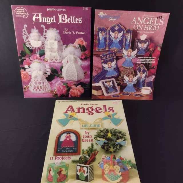 Christmas angels plastic canvas design booklets Lot of 3