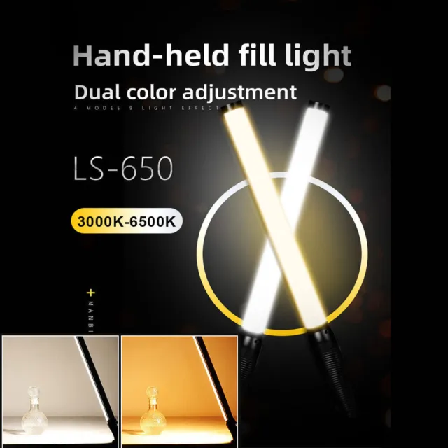 Manbily LS-650 Handheld RGB LED Video Light Full Color Lighting Stick 3000-6500K 2