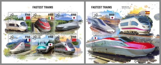 LIBERIA 2023 MNH Schnellste Eisenbahnen Fastet Trains #224