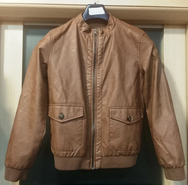 Giubbino Bambino Pelle Tg. 11 12 Anni Marrone Original Marines Giubbotto Ragazzo