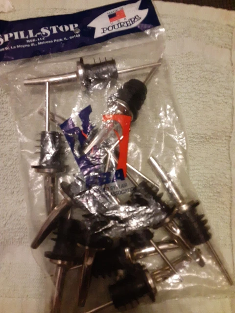 Spill-Stop 285-00 chrome / Black BAN-M Screened Pourer - LOT OF 12