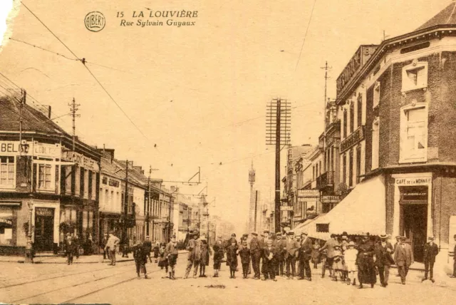 Carte BELGIQUE LA LOUVIERE Rue Sylvain Guyaux Gens regroupés