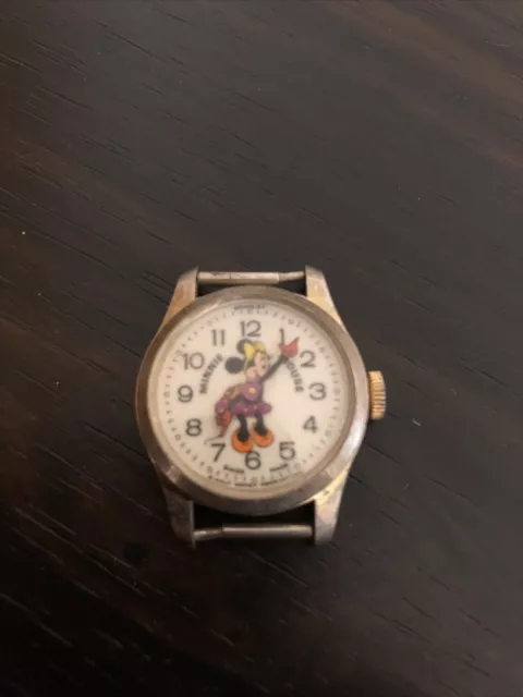 Sears Vintage 1970s Children's Minnie Mouse Swiss Wind-up Watch