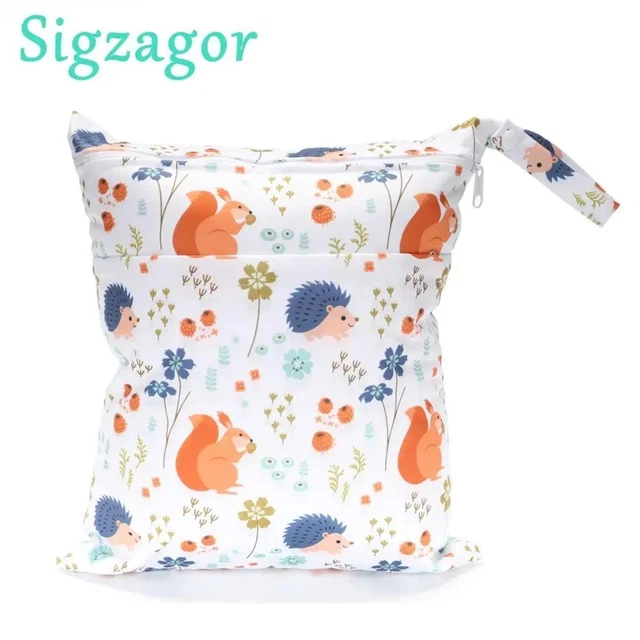 Waterproof Wet Dry Pouches - Animal Prints Two Zippered Baby Diaper Nappy Pouch
