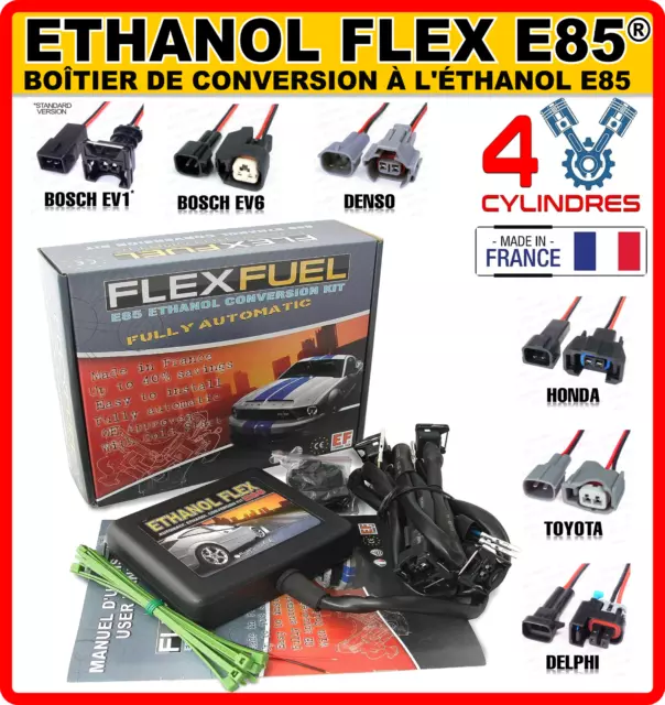 Kit Ethanol Flex E85 - 4 Cylindres, Flex Fuel Kit, Boitier Ethanol E85, Kit E85