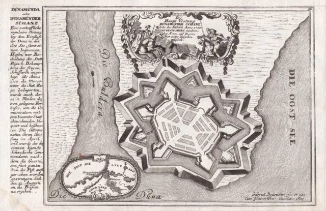 Gulf of Riga Latvia Lettland Bodenehr Kupferstich engraving 1720