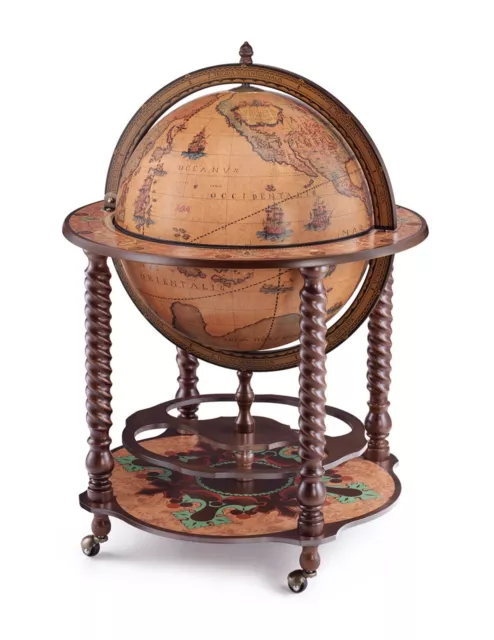 Map Globe Opens into Drink Bar Storage World Explorer. Made in Italy