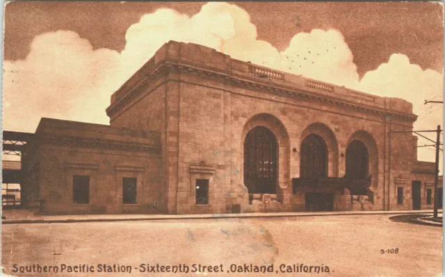Southern Pacific Station Oakland California 1914 Postcard - Student Writing Home