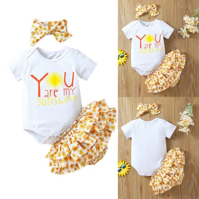 Newborn Baby Girl Clothes Romper Floral Tutu Shorts Headband Jumpsuit Outfits