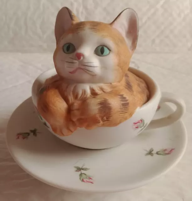 Automate Musical Mécanique Tasse Chaton Céramique Japan Mann MCMIXXXVI Splendide