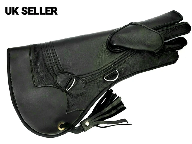 Gant De Fauconnerie En Cuir Nubuck - 5 Couches - Longueur 43.2 Cm - Noir - Neuf