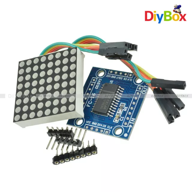 8x8 3mm/5mm Dot Matrix Display Red/Full Color RGB LED MAX7219 DIY Kit f/ Arduino