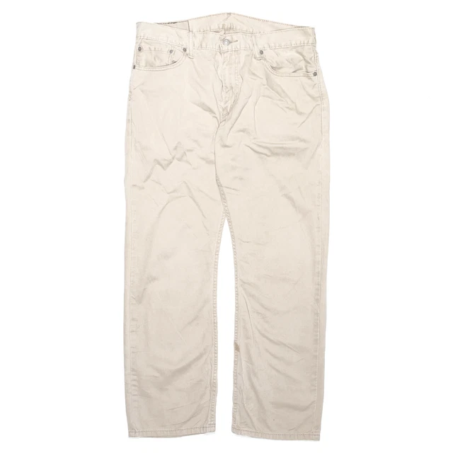 LEVI'S 514 pantaloni da uomo beige sottili in cotone dritti W34 L30