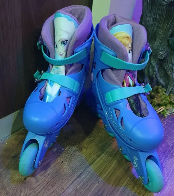 Disney Frozen Adjustable Inline Skates Size 13 - 3 Childrens Good Condition