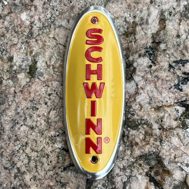 Schwinn Yellow & Red Head Badge Stingray Bicycle Bike Bicycle Schwinn Yellow & Red Head Badge Stingray Bicycle Bike Bicycle