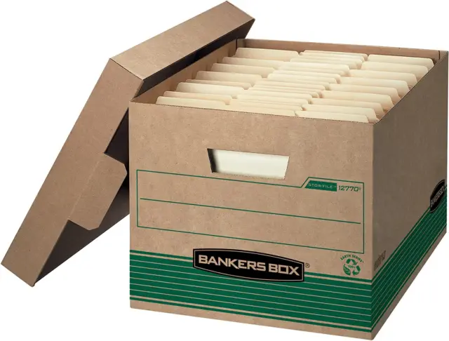 Bankers Box STOR/FILE Medium-Duty Storage Boxes, Fastfold, Lift-Off Lid, 100% Re