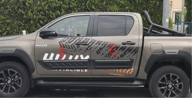 BLACK SIDE DOOR Molding Trim Cladding Body Kit For For Hilux 2015-2019 ...