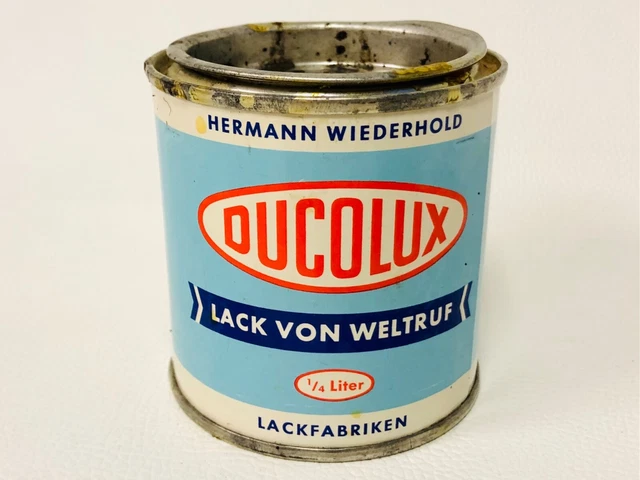 Blechdose mit Restinhalt Ducolux Lack von Weltruf um 1930 Vintage Antik tin can