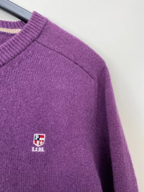 US Polo Assn. Pullover da uomo in lana collo a V viola taglia S