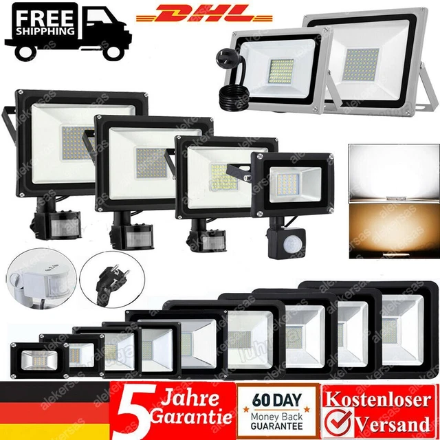 LED Fluter mit Bewegungsmelder 10W 30W 50W 100W Außen Strahler Scheinwerfer IP65