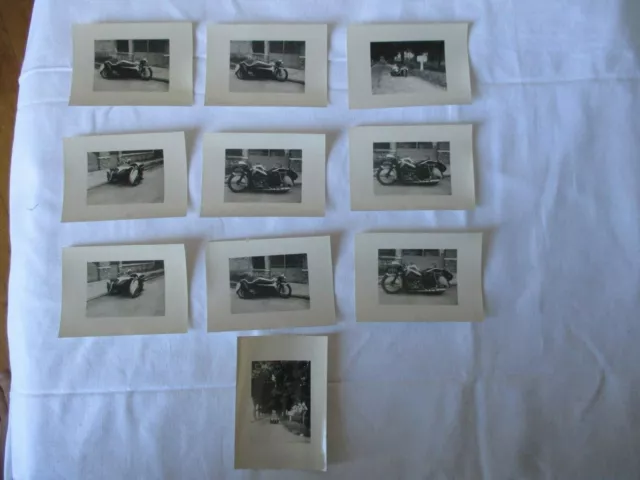 Lot De 10 Anciennes Petites Photographies Moto Side Car