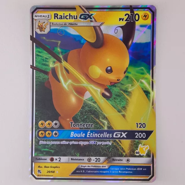 Carte RAICHU GX 20/68 Pokémon Deck Raichu Académie de combat Neuve FR (154)