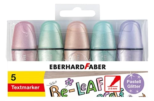5 EBERHARD FABER Glitzer pastell Mini Textmarker f NEW