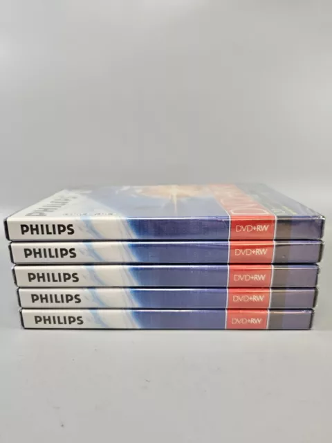 5 Pack Philips DVD+RW Rewritable Blank CD Disk