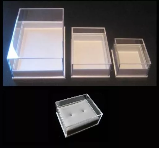 Pack of 10 Plastic Storage/Display Clear Lid Boxes - Small, Medium, Large
