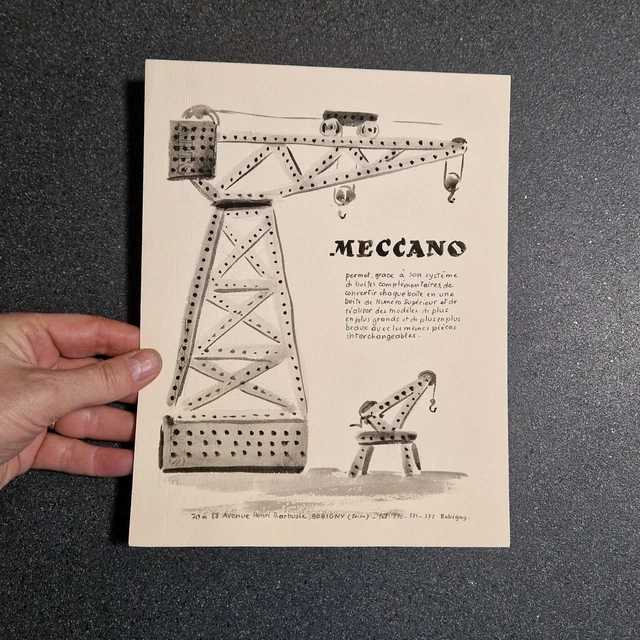 MECCANO 1951 gouache ORIGINALE service publicitaires FOIRE DE LYON