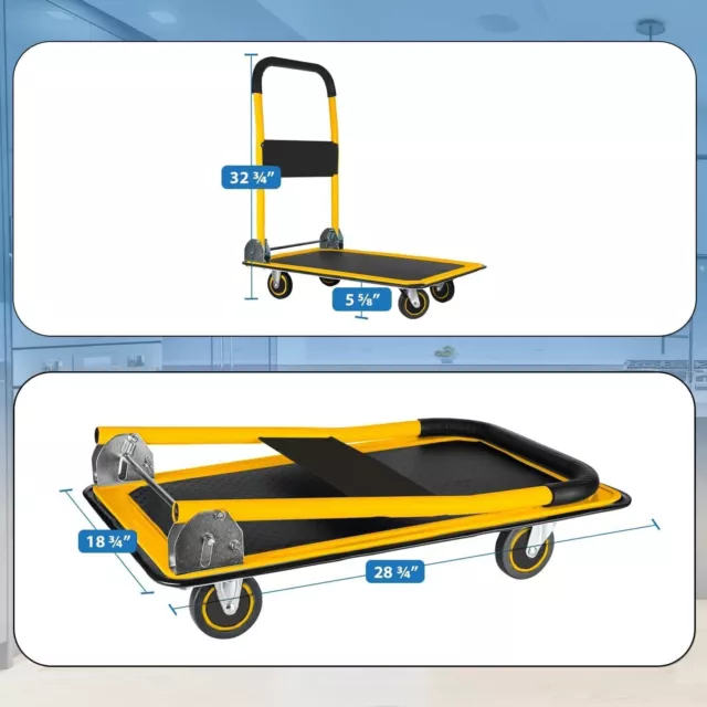 Folding Hand Truck Dolly Cart with Wheels Luggage Cart Trolley Moving 330lbs 2