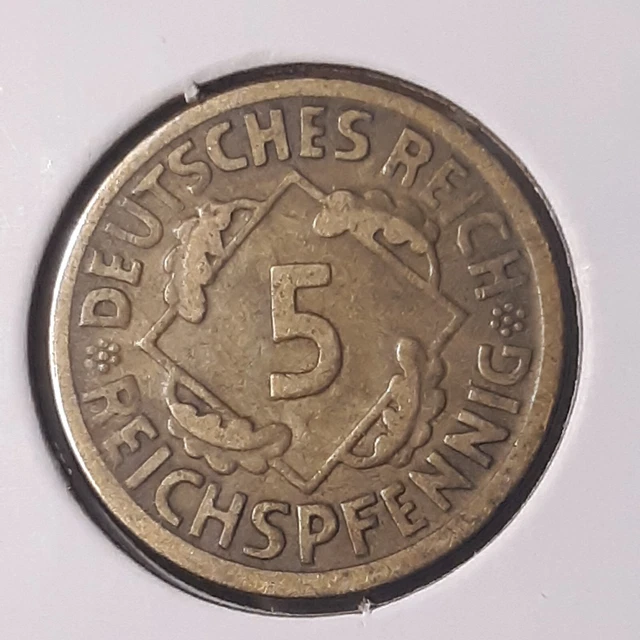 1925 A , Weimar Republic 5 Pfennig ~ Germany ~ KM#39 Vintage German Bronze  Coin