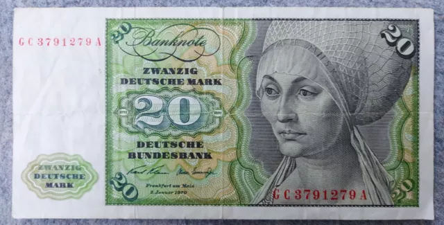 RAR 20 DM Deutsche Mark Schein Banknote 1970 guter Zustand + weitere Banknoten