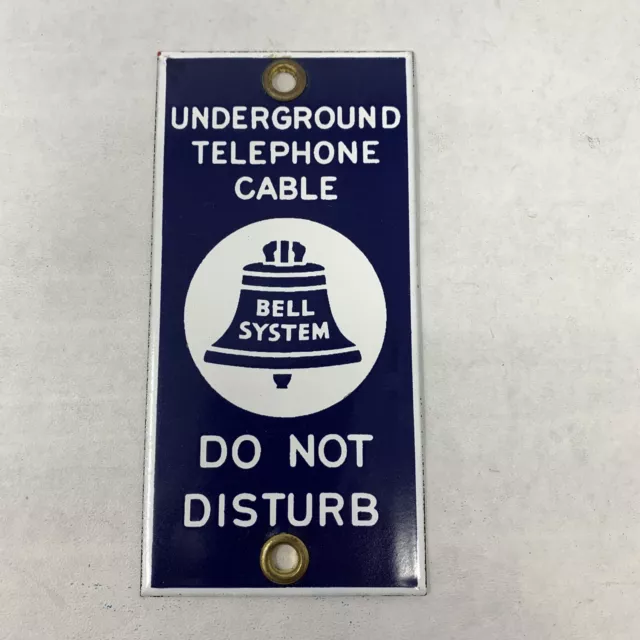 Vintage Porcelain Sign Bell System Underground Telephone Cable DO NOT DISTURB