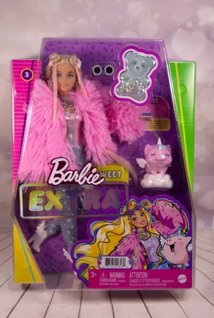 Barbie Extra nº 3 2020 mechones rosas con mascota cerdito # Mattel NRFB