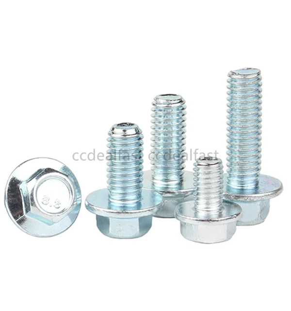 M5 M6 M8 M10 M12 Galvanized Steel Hexagon Flange Bolts Hex Flange Head