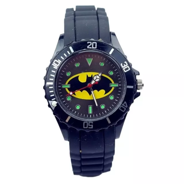 Classic Superhero Batman Logo Black Silicone Band Wrist Watch