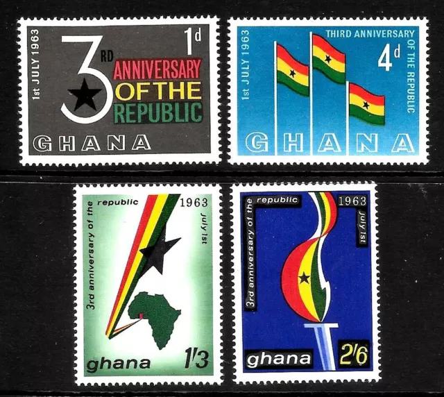 GHANA 1963 3rd Anniversary of Republic Set NHM