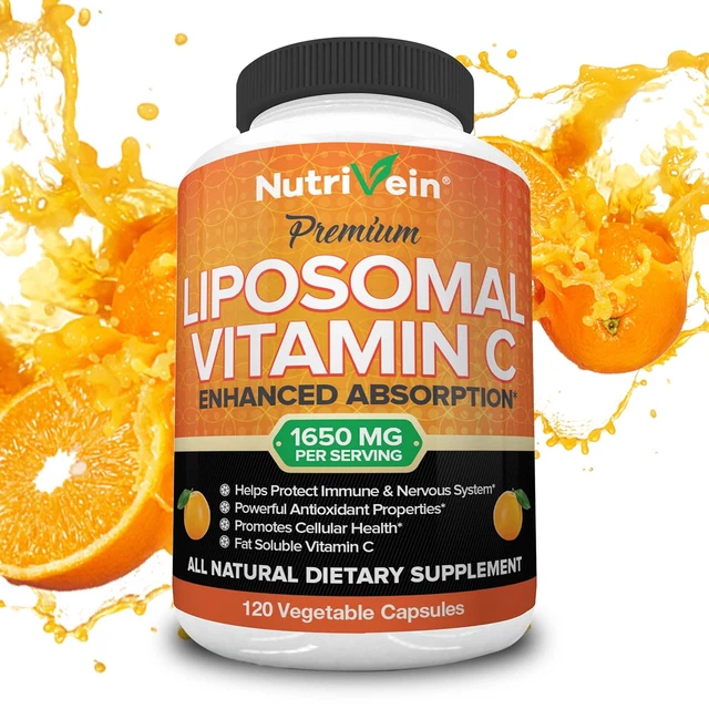 NUTRIVEIN LIPOSOMAL VITAMIN C 1650mg - High Absorption Ascorbic Acid ...