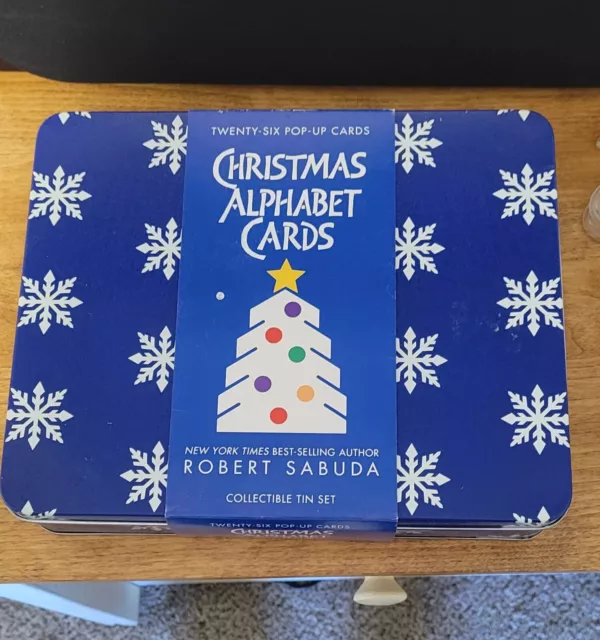 ROBERT SABUDA CHRISTMAS Popup Alphabet Cards, Collectible Tin Set of