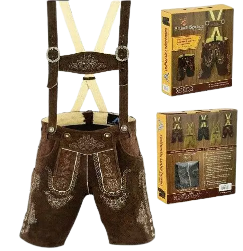 German Bavarian Lederhosen Men Oktoberfest Genuine Leather Shorts