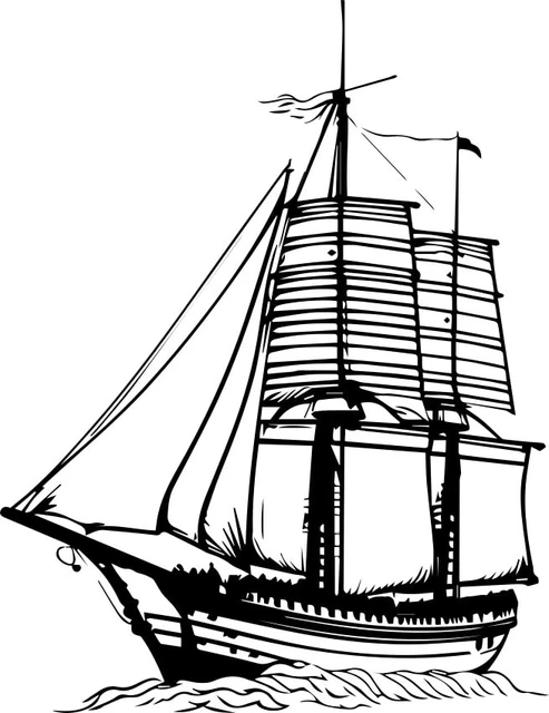 Traditional Wood Sail Ship, Clipart Collection, SVG Files for Design
