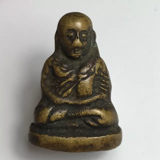 Old Luang Phor Ngurn THAI AMULET Brass buddha Talisman Pendant