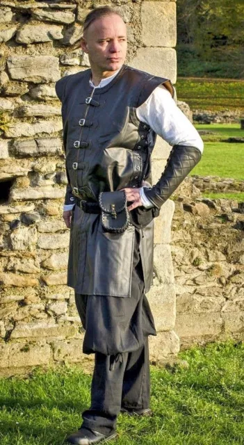 Kunstleder schwarz und braun Mantel Rüstung Ritter mittelalterliches Kostüm LARP